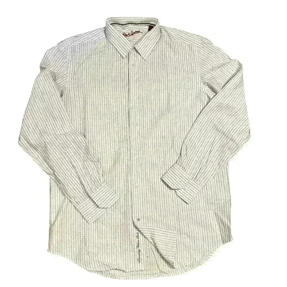 Robert Graham Men’s Button Down Flip Cuff Dress Shirt Size 41/16 M-L Preppy - Picture 2 of 9